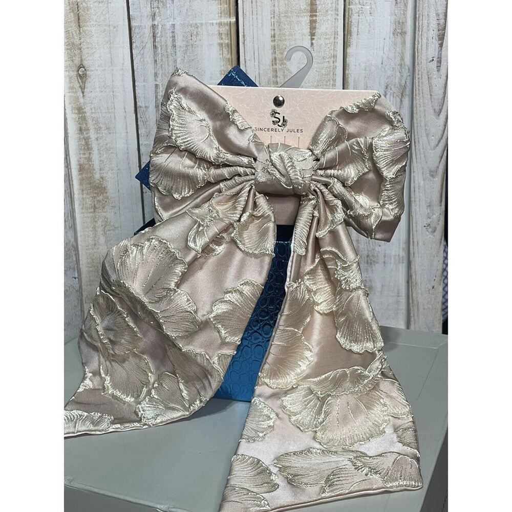 Pink and Gold Satin hair Bow By‎ Sincerely Jules